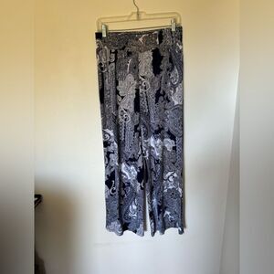 Carmen Marc Valvo blue paisley pull on pants size M